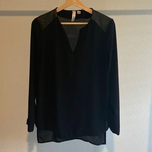 Sheer Black Leather Blouse